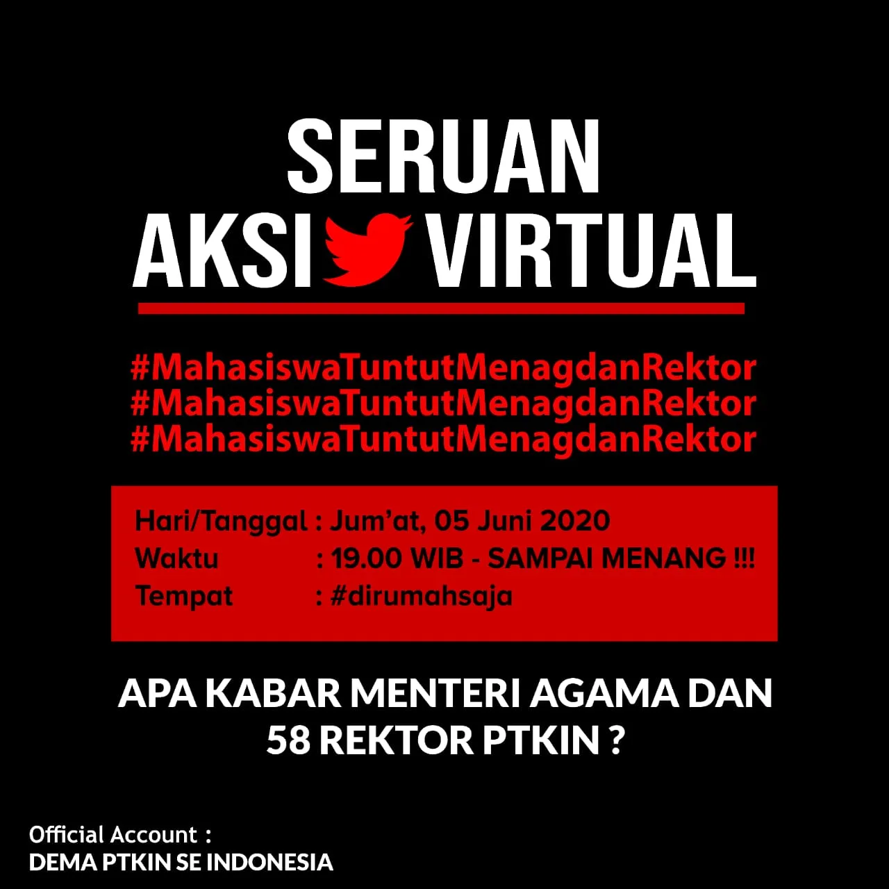 Geram Kenaikan UKT, #MahasiswaTuntutMenagdanRektor Trending di Twitter